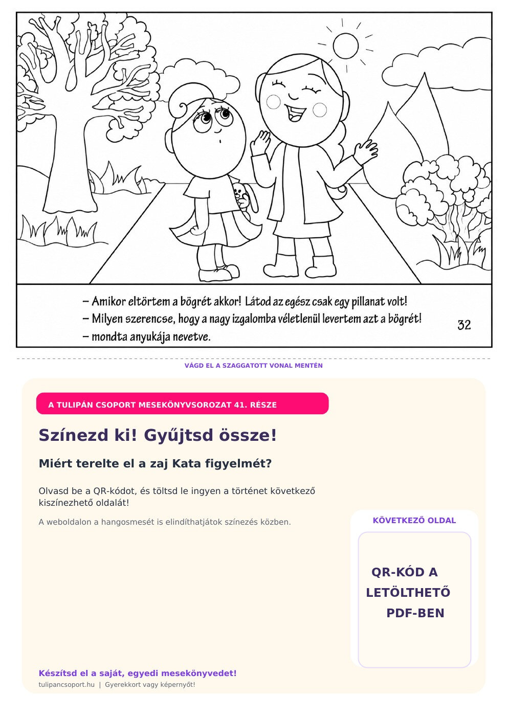 Anya elárulja, mikor kapta meg Kata a szurit – ingyenes nyomtatható színező óvodásoknak